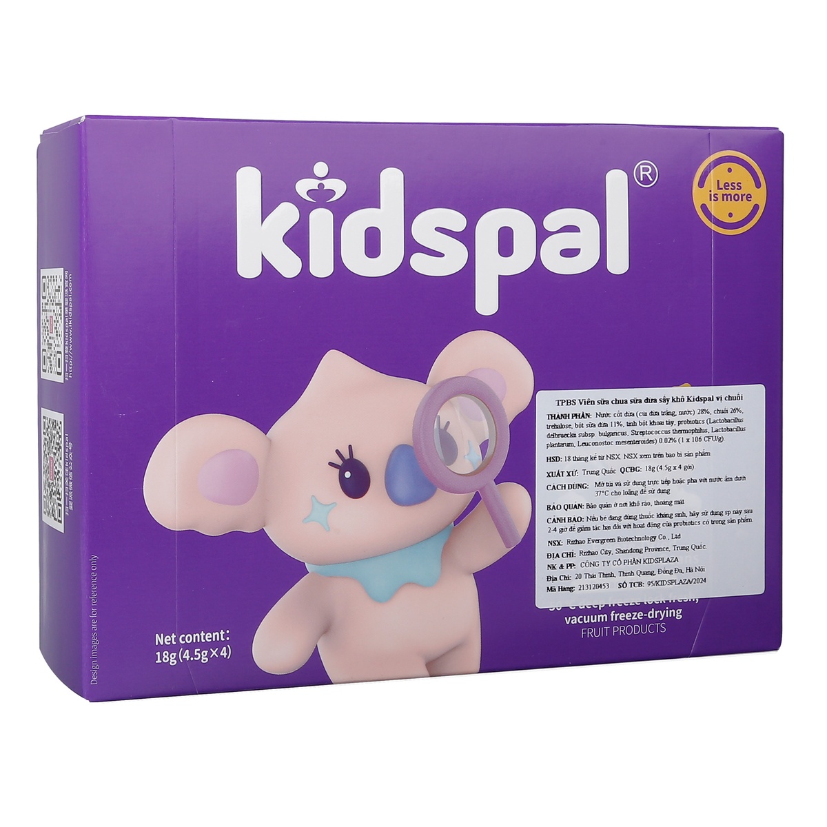 Sữa chua sữa dừa sấy khô Kidspal vị chuối - góc nghiêng
