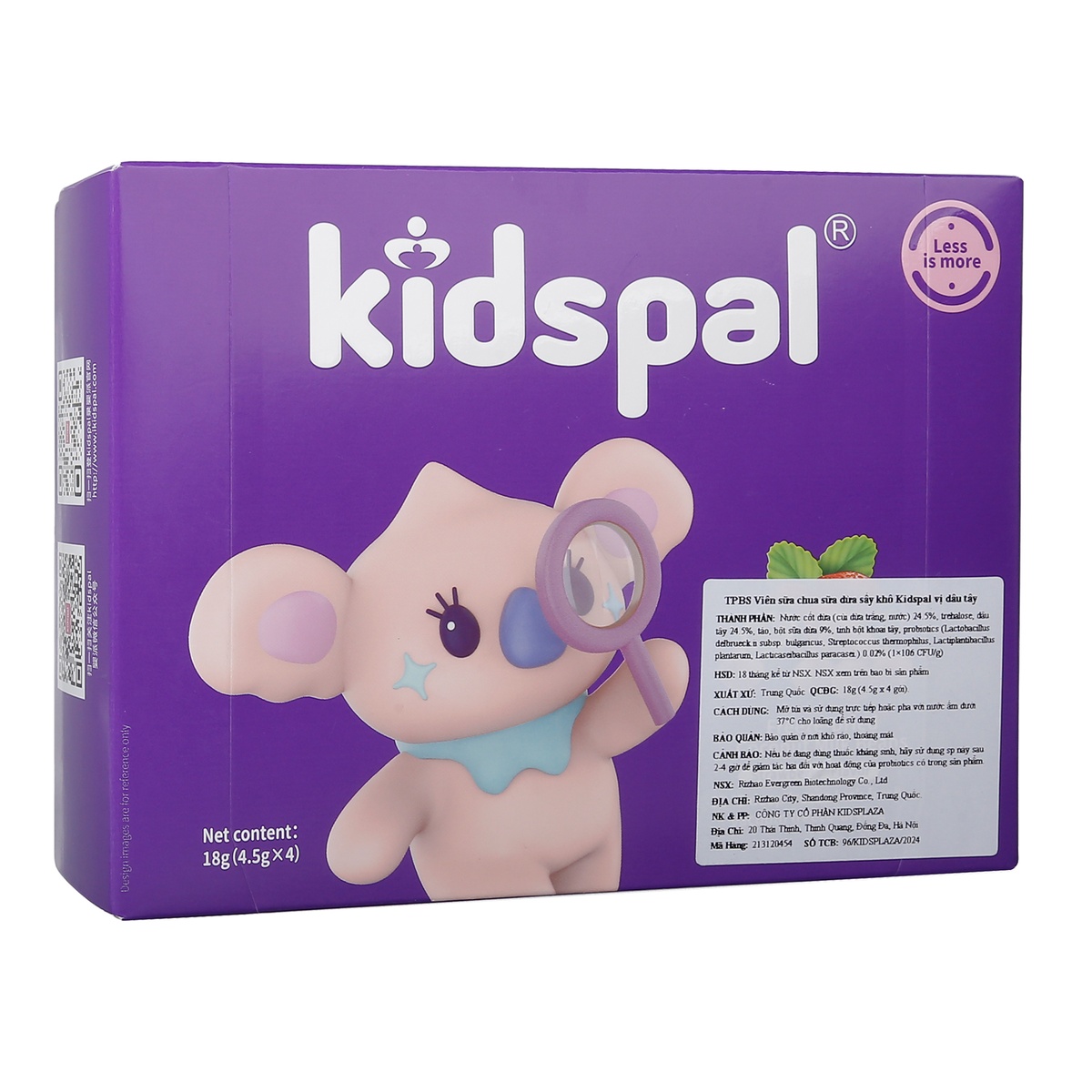 Sữa chua sữa dừa sấy khô Kidspal vị dâu tây - góc nghiêng