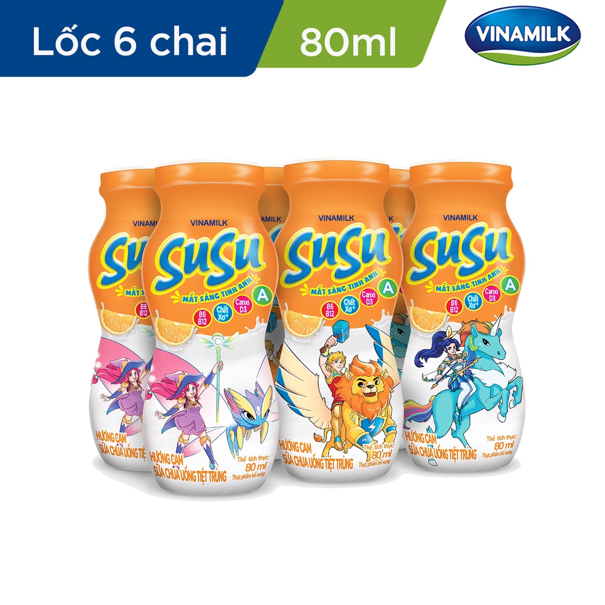Sữa chua uống Susu hương cam (6*80ml) cho bé - mặt trái
