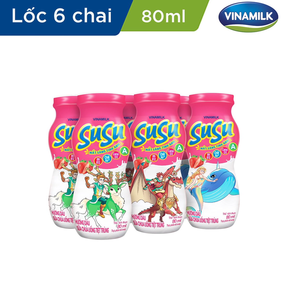 Sữa chua uống SuSu hương dâu (6x80ml) - mặt trái