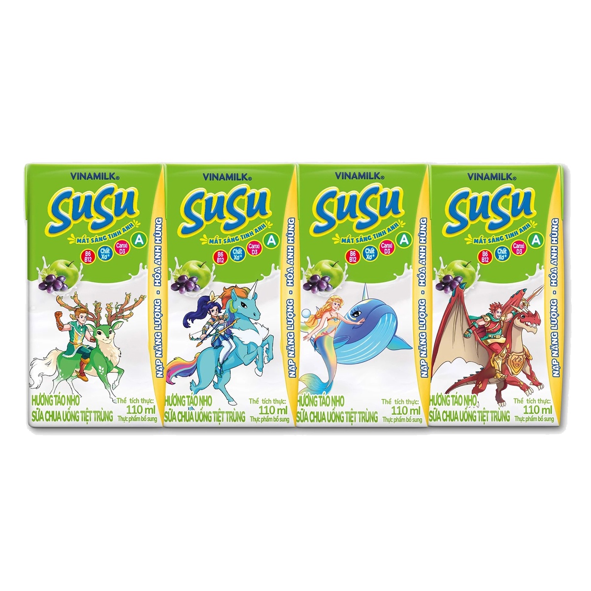 Sữa chua uống Susu hương táo nho (4*110ml) cho bé