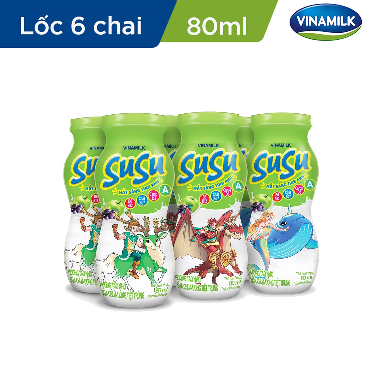 Sữa chua uống Susu hương táo nho (6*80ml) cho bé trên 8 tháng tuổi - mặt trái