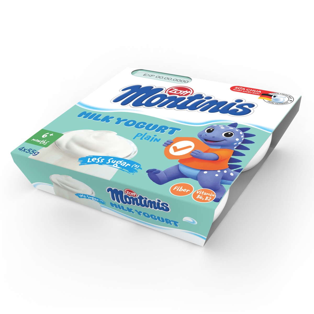 Sữa chua Zott Montinis vị nguyên bản 4*55g - mặt sau