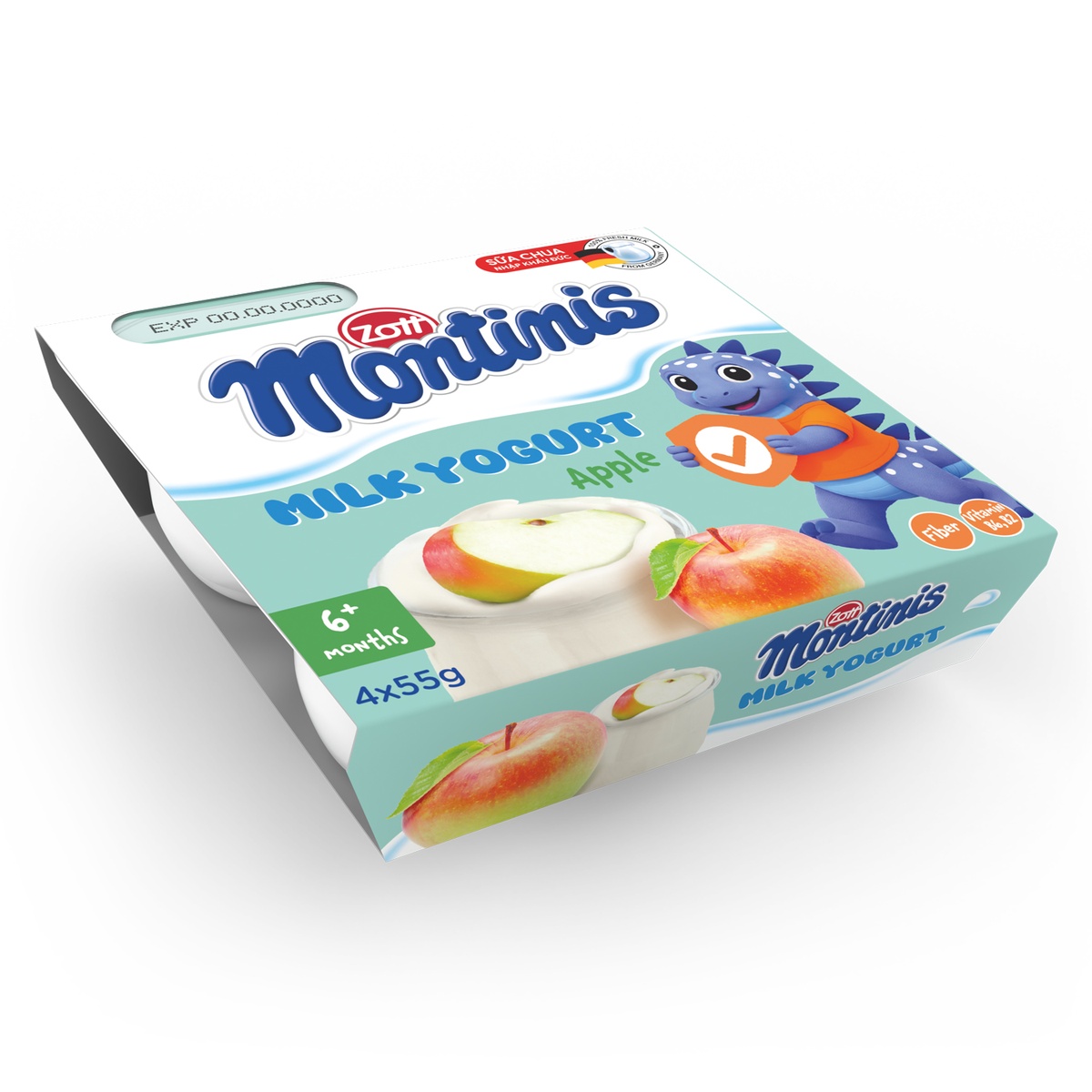 Sữa chua Zott Montinis vị táo 4*55g - mặt phải