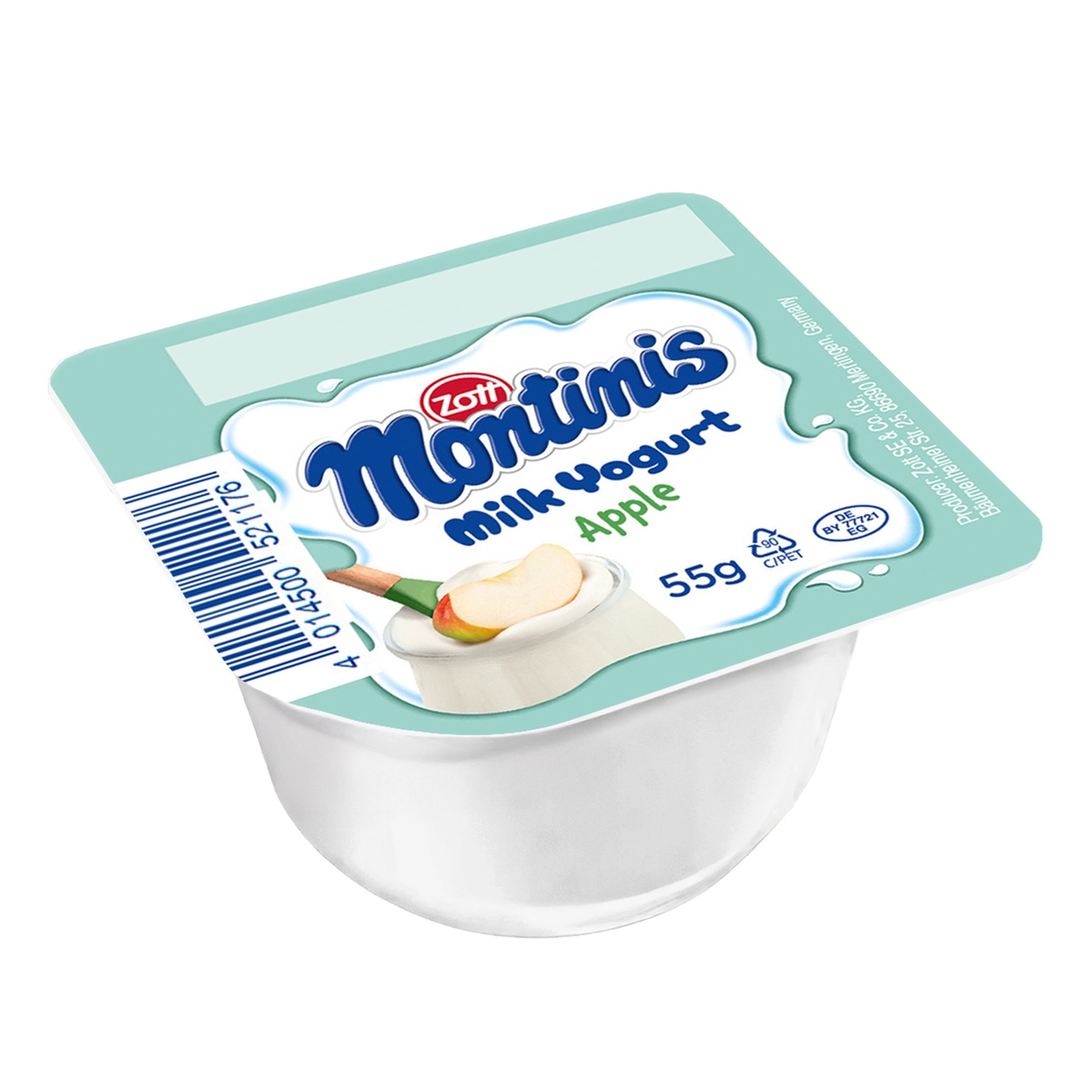 Sữa chua Zott Montinis vị táo 4*55g - mặt sau