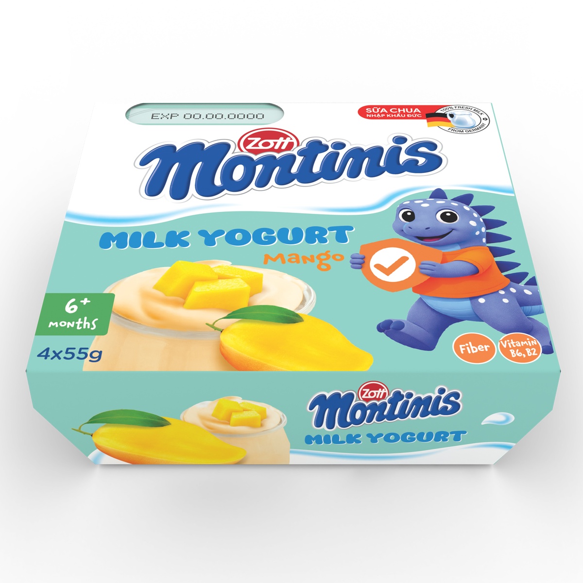 Sữa chua Zott Montinis vị xoài 4*55g - góc nghiêng