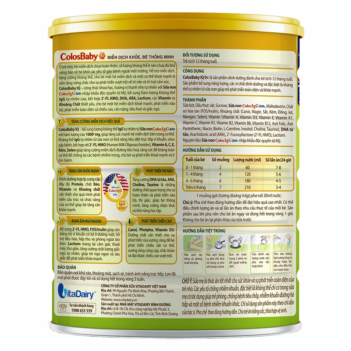 Sản phẩm dinh dưỡng công thức ColosBaby IQ Gold 0+ 800g cho bé từ 0-12 tháng tuổi - mặt phải