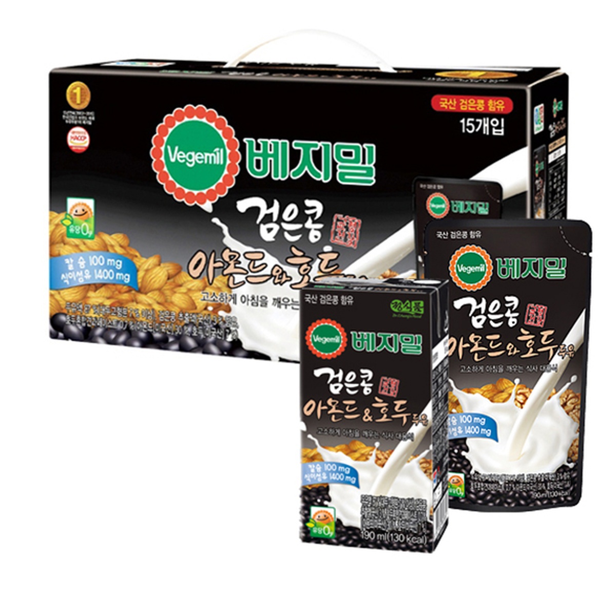 Sữa đậu đen, óc chó, hạnh nhân Vegemil 190ml (hộp) - mặt trái