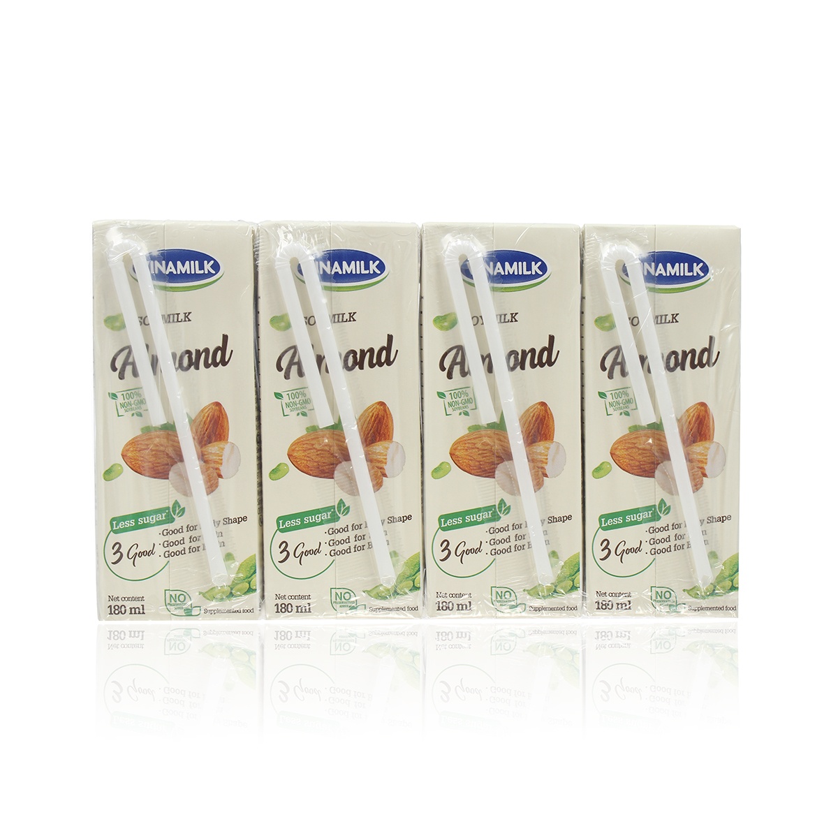 Sữa đậu nành Vinamilk hạnh nhân 4*180ml - mặt trái
