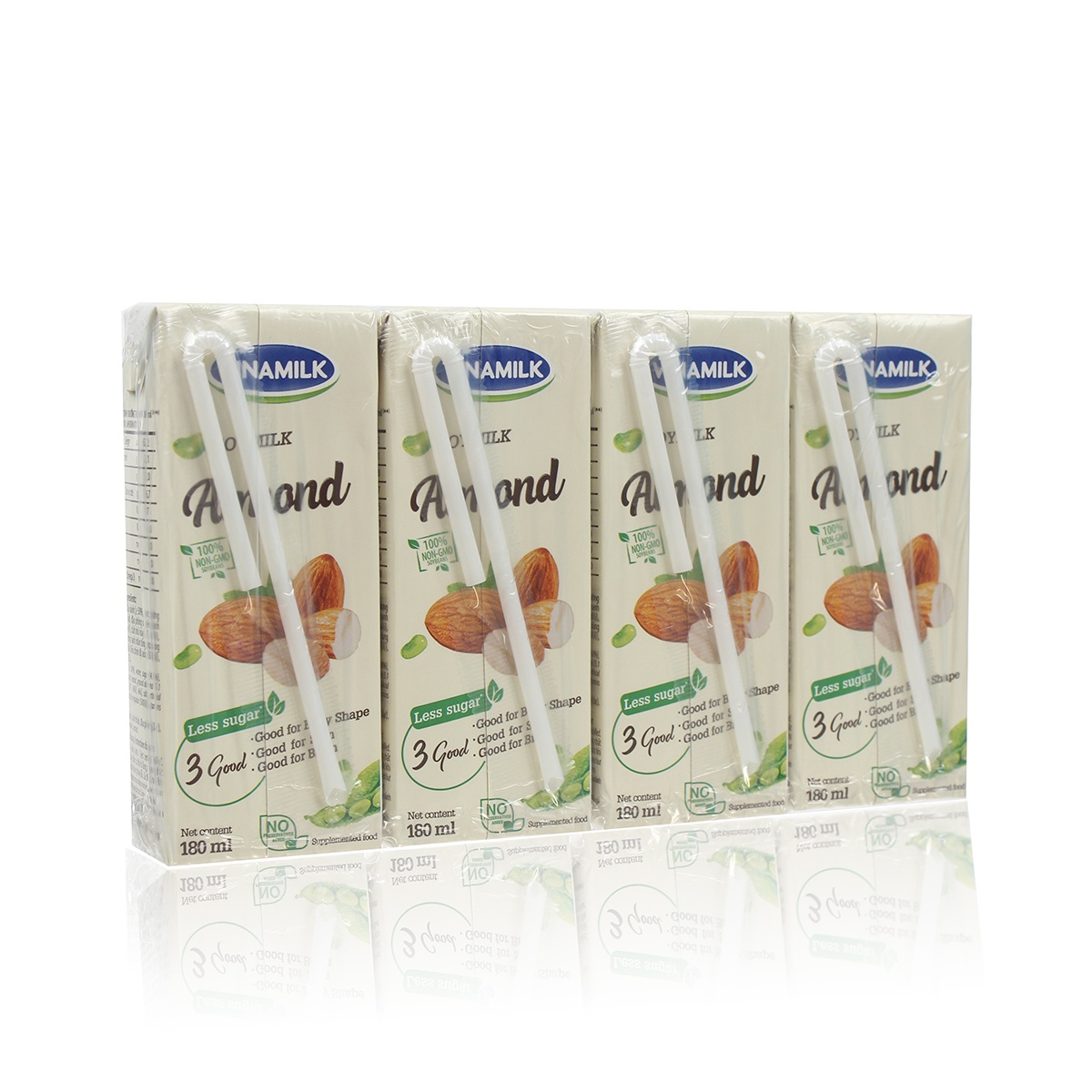 Sữa đậu nành Vinamilk hạnh nhân 4*180ml - mặt phải