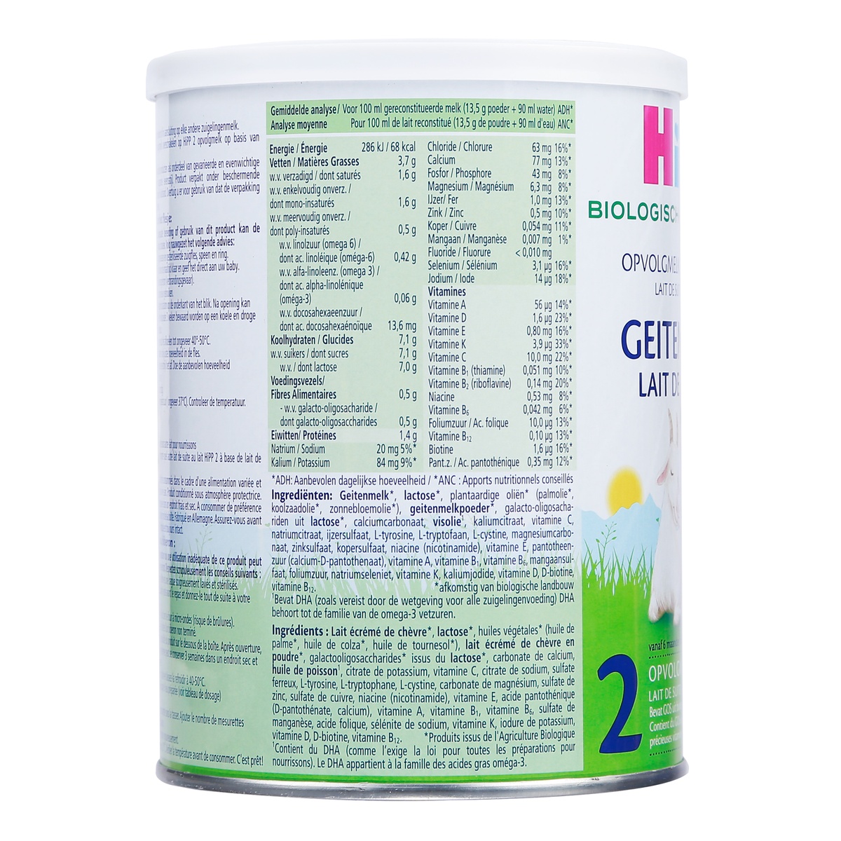 Sữa dê HiPP Organic số 2 (cho bé 6-12 tháng) 400g - mặt trái