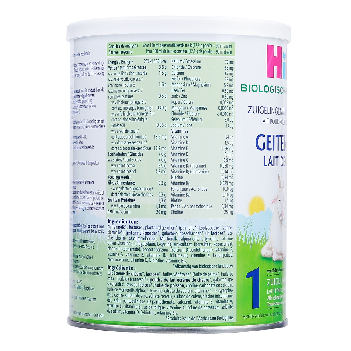 Sữa dê HiPP Organic số 1 (400g) cho bé 0-6 tháng tuổi - mặt trái