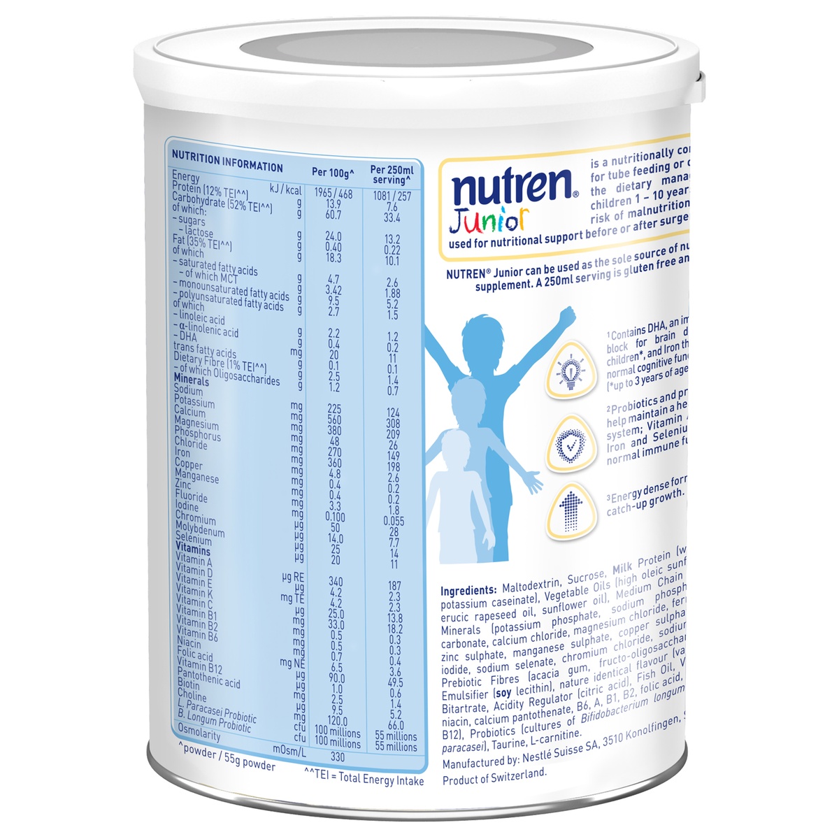 Sữa dinh dưỡng Nutren Junior (cho bé 1-10 tuổi) 400g - mặt trái