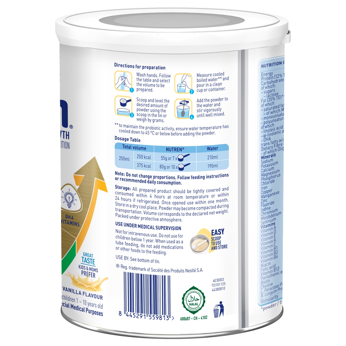 Sữa dinh dưỡng Nutren Junior (cho bé 1-10 tuổi) 400g - mặt phải