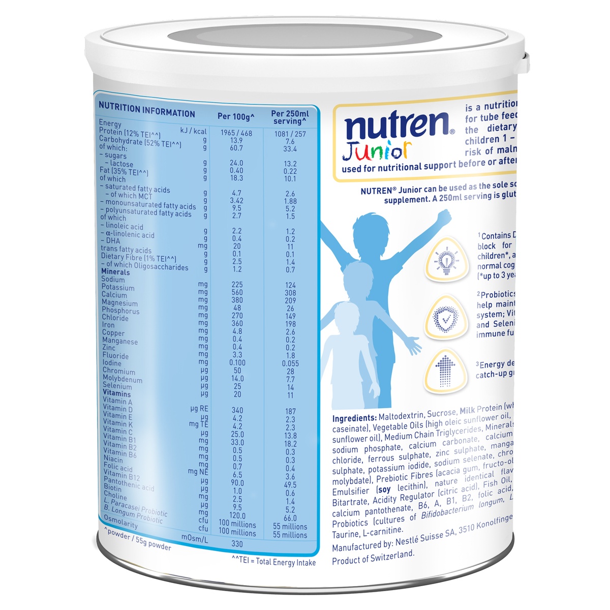 Sữa dinh dưỡng Nutren Junior (cho bé 1-10 tuổi) 800g - mặt trái