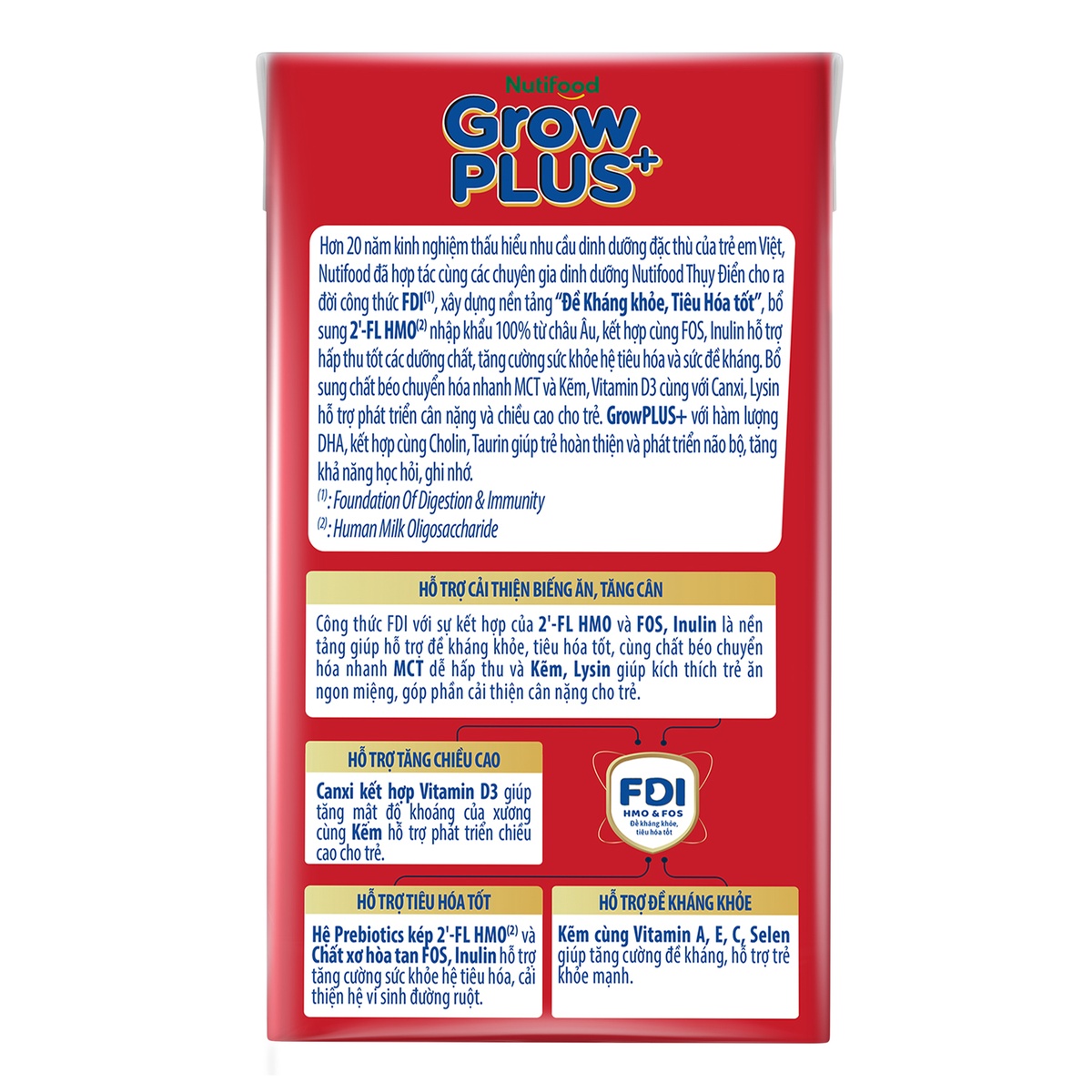 Sữa dinh dưỡng pha sẵn Nutifood GrowPlus+ Đỏ ít đường  4*110ml  - góc nghiêng