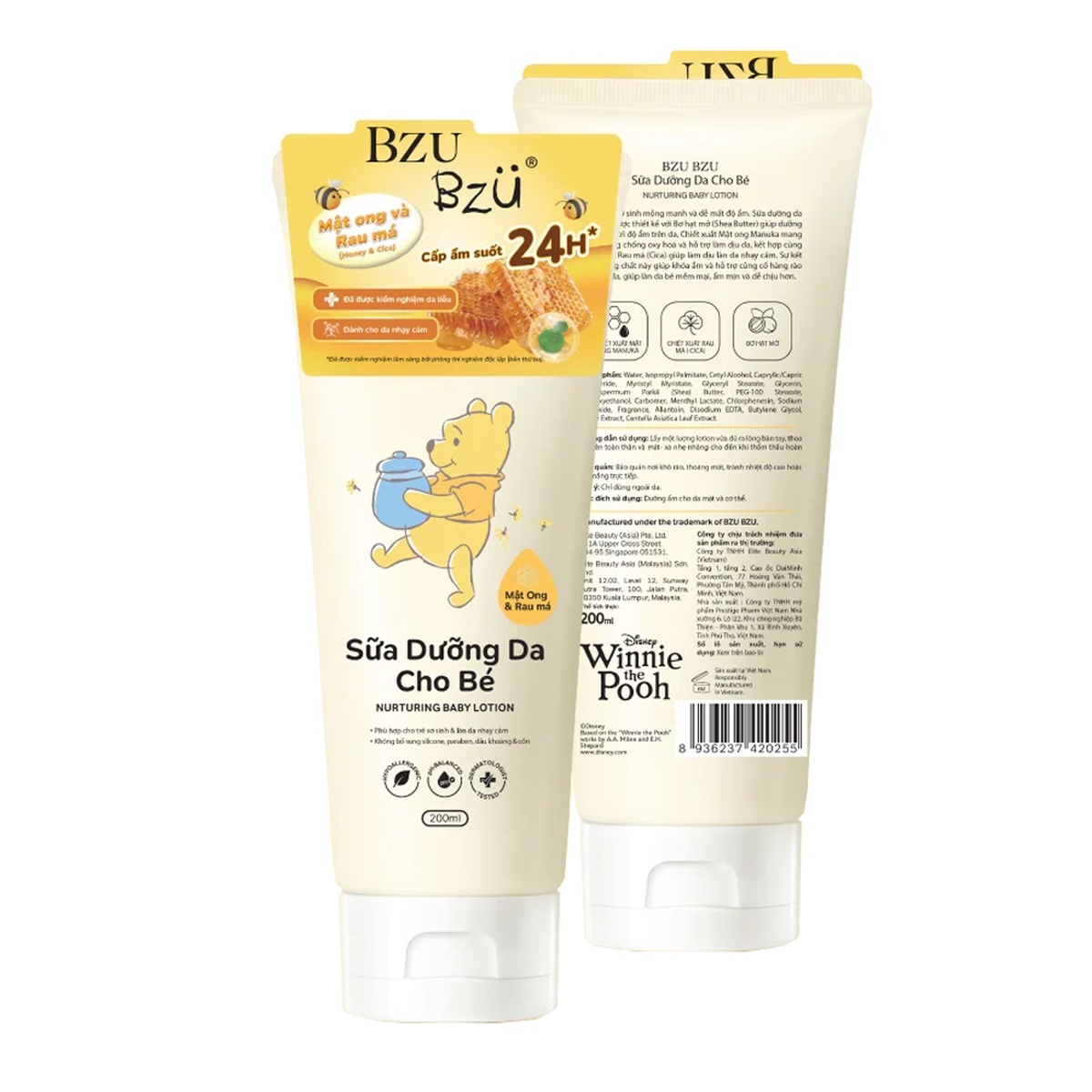 Sữa dưỡng da cho bé mật ong & rau má Bzu Bzu 200ml - mặt trái