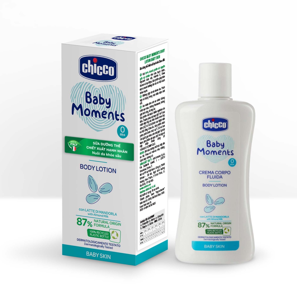Sữa dưỡng ẩm chiết xuất Hạnh nhân Chicco 0M+ 200ml - mặt sau