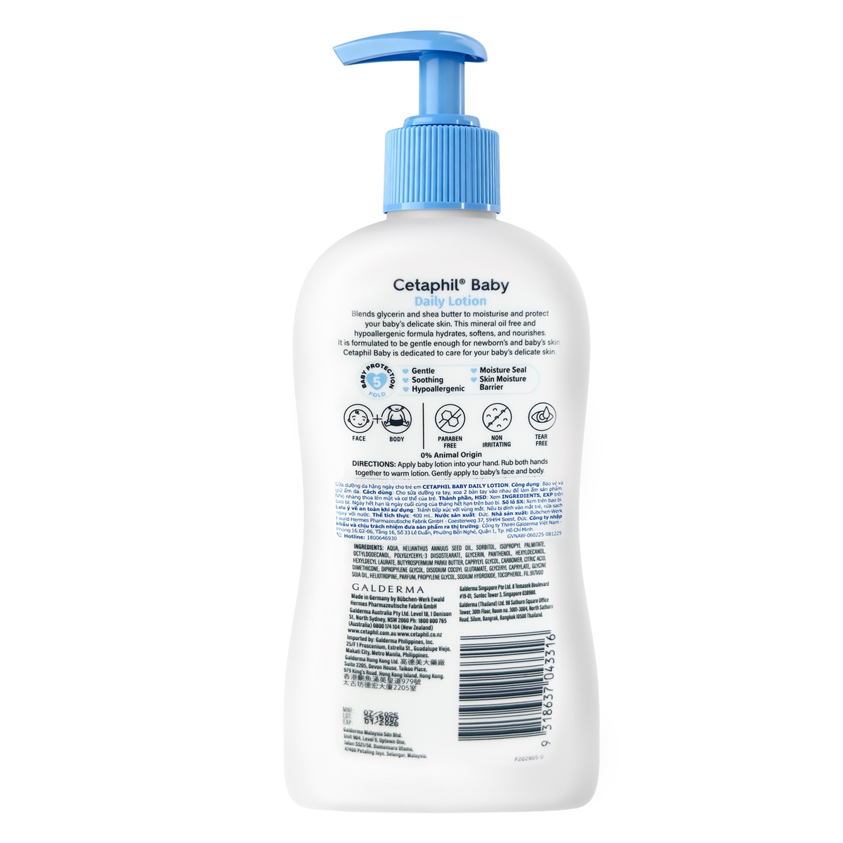  Sữa dưỡng thể toàn thân Cetaphil Baby (400ml) - mặt trái