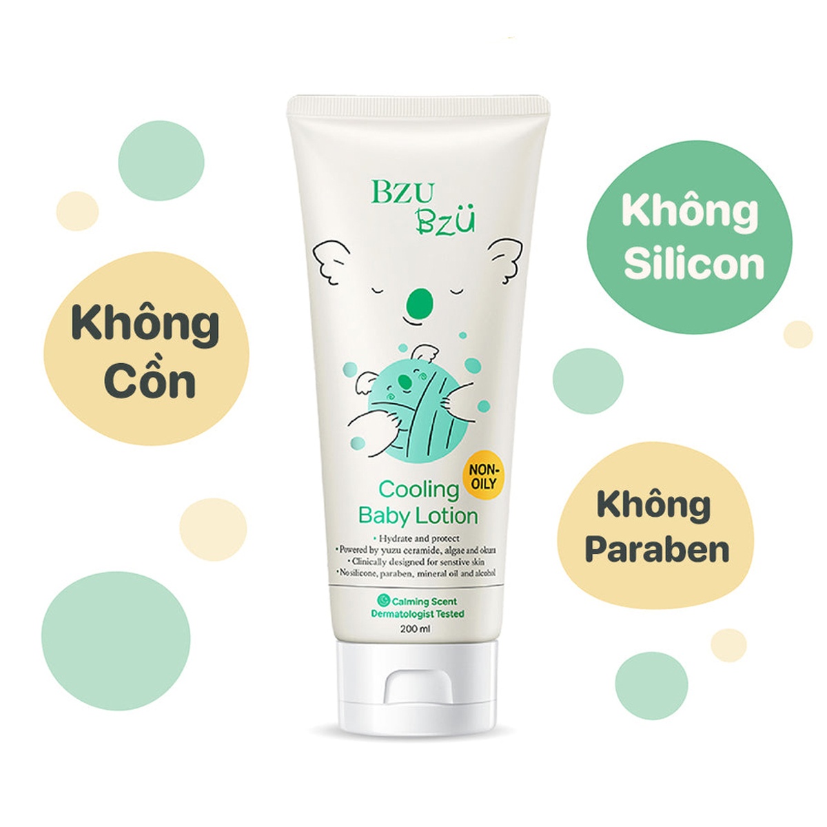 Sữa dưỡng thể làm mát da cho em bé Bzu Bzu 200ml - mặt phải