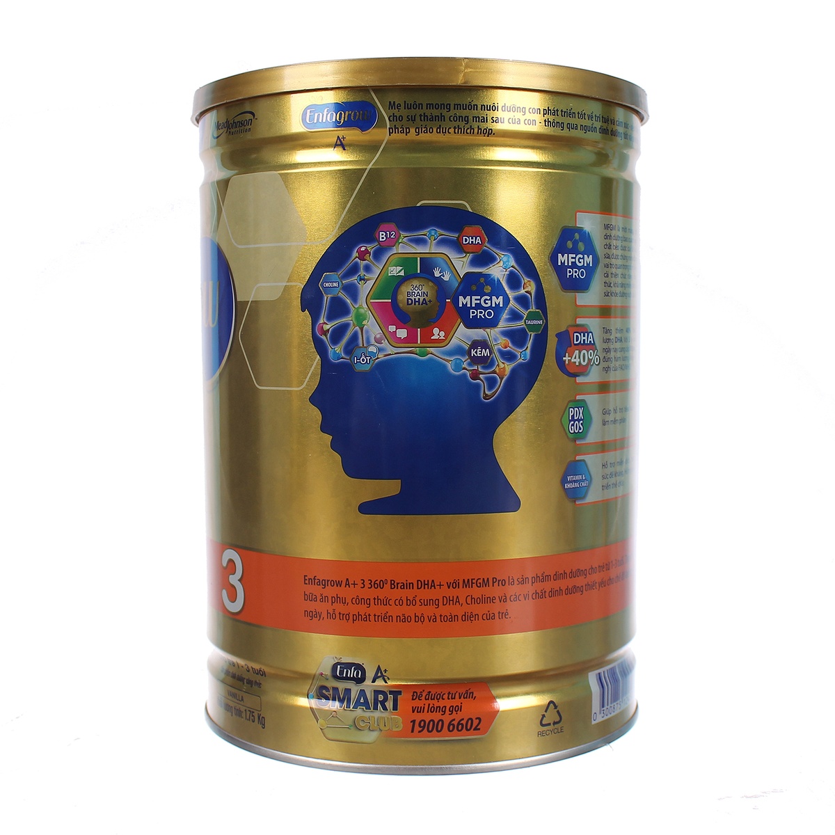 Sữa Enfagrow A+ 3 DHA+ 1750g Vị Vani cho bé từ 1-3 tuổi - mặt sau