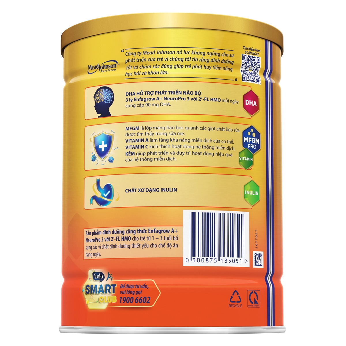 Sữa Enfagrow A+ NeuroPro 3 (cho bé 1-3 tuổi) 830g - mặt phải