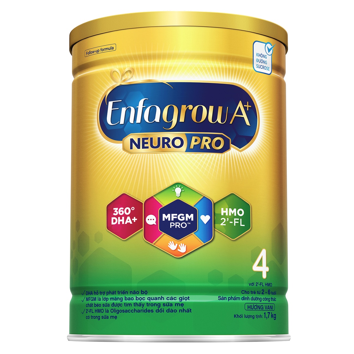 Sản phẩm dinh dưỡng công thức Enfagrow A+ NeuroPro 4 2Flex 1,7kg (cho bé từ 2-6 tuổi) - mặt sau