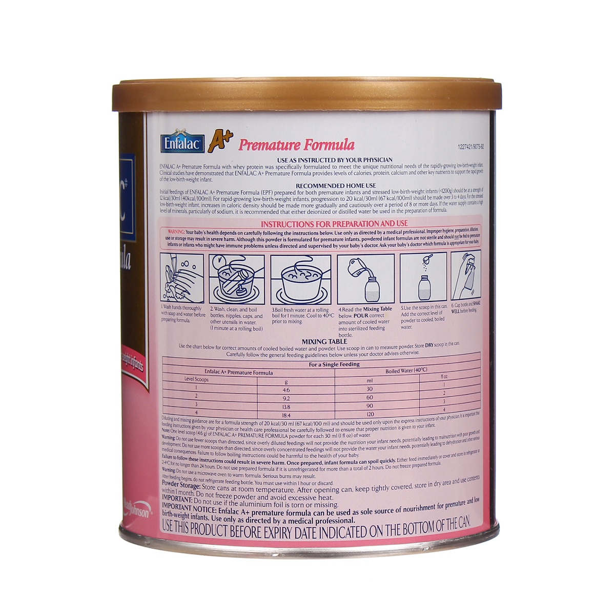 Sữa bột Enfalac Premature 400g - mặt phải