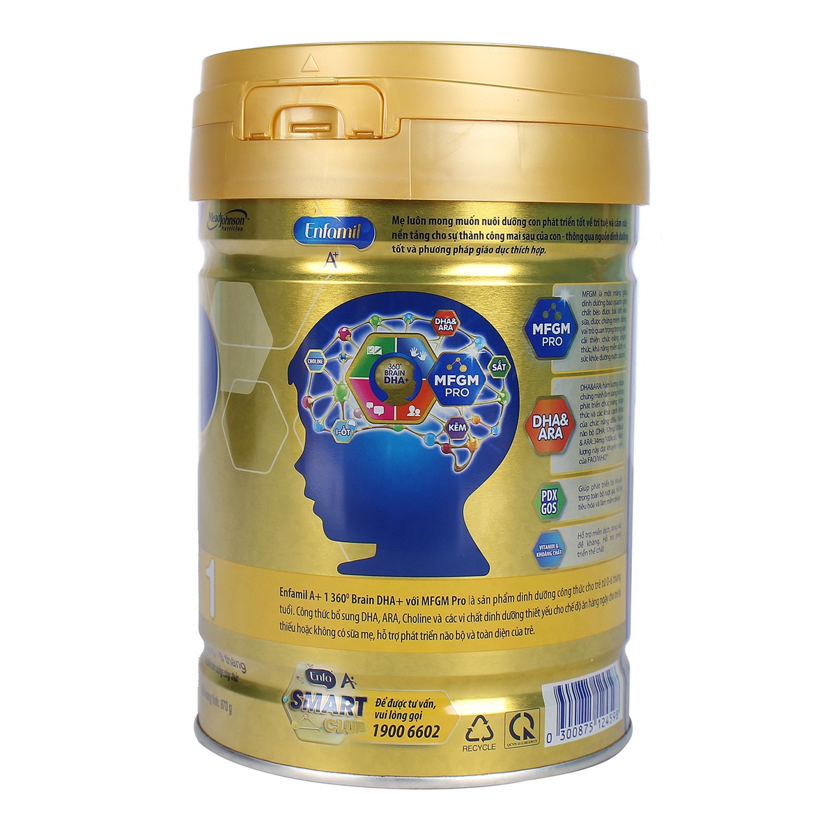 Sữa Enfamil A+1 830g-870g Vị Vani cho bé từ 0-6 tháng tuổi - mặt trái
