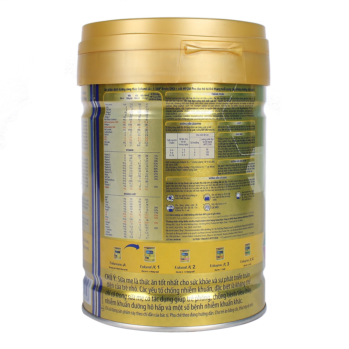 Sữa Enfamil A+1 830g-870g Vị Vani cho bé từ 0-6 tháng tuổi - mặt phải