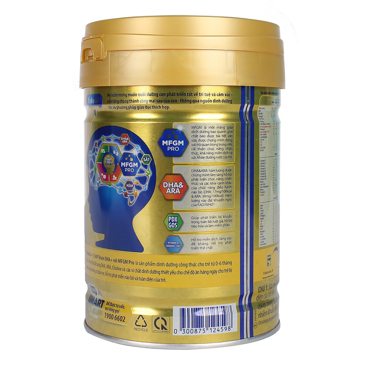 Sữa Enfamil A+1 830g-870g Vị Vani cho bé từ 0-6 tháng tuổi - mặt sau
