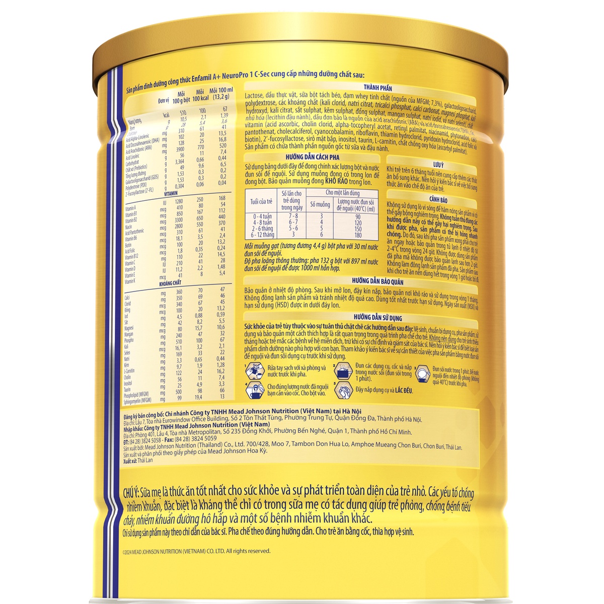 Sữa Enfamil A+ NeuroPro 1 C-Sec (cho bé 0-12 tháng) 400g - mặt trái
