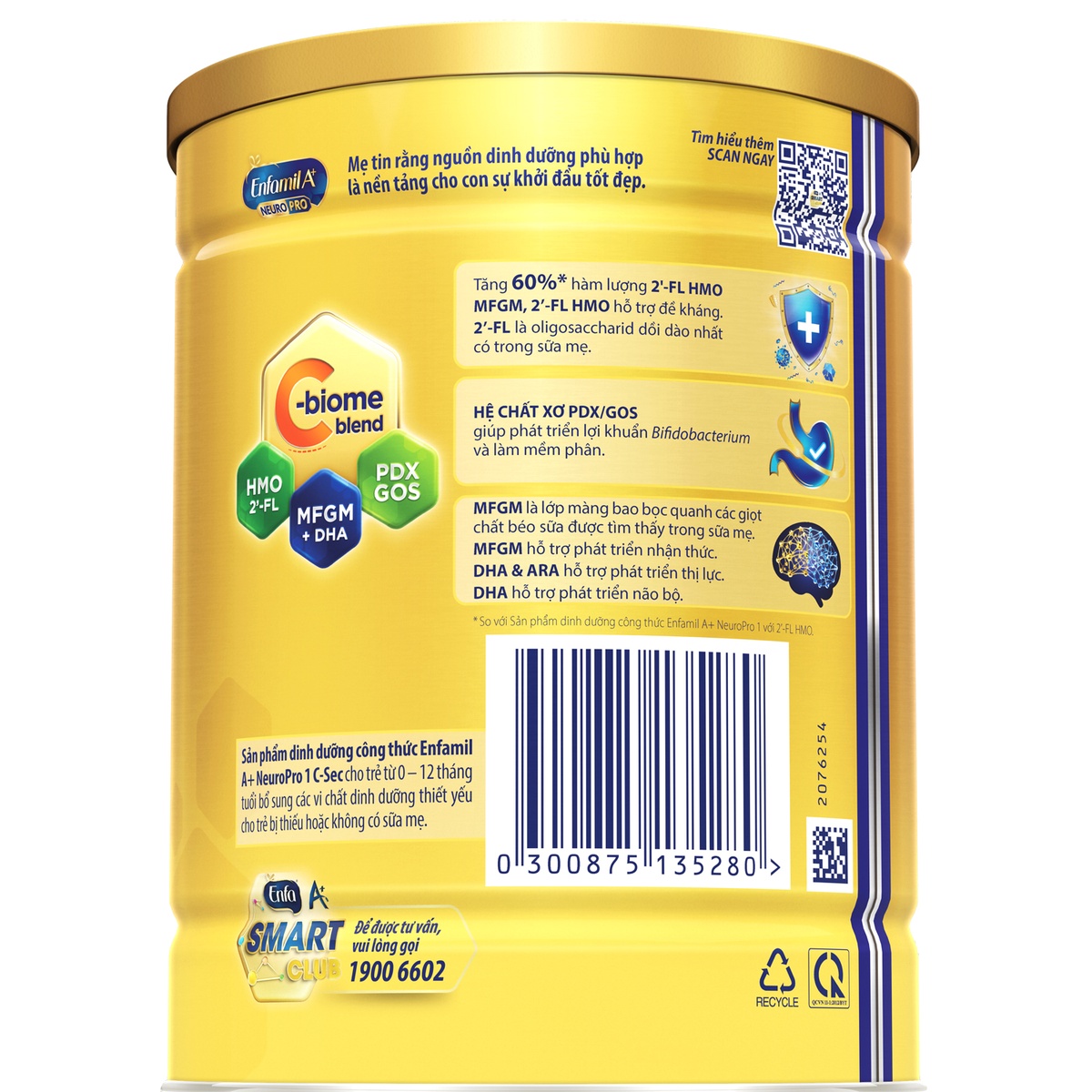 Sữa Enfamil A+ NeuroPro 1 C-Sec (cho bé 0-12 tháng) 400g - mặt phải