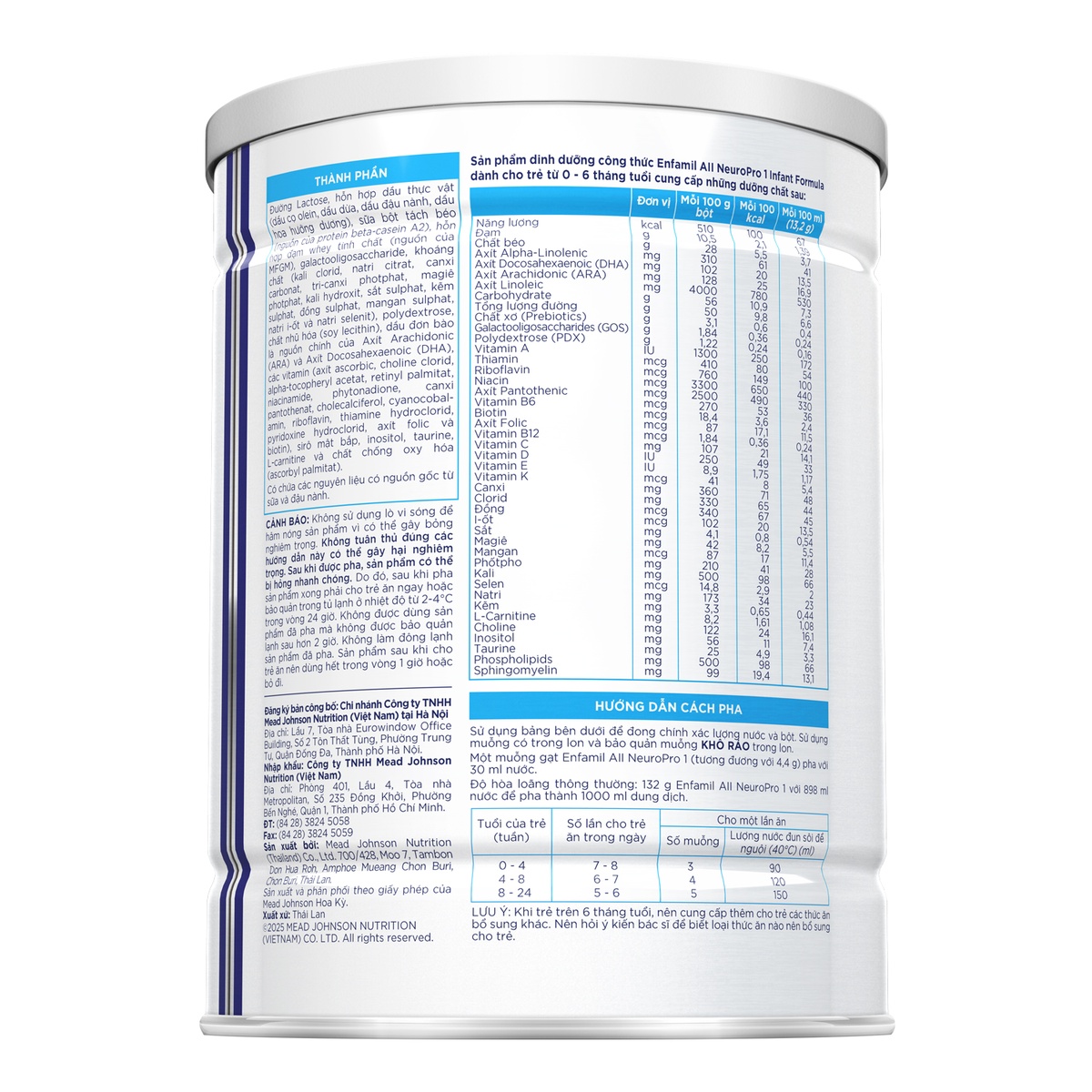 Sữa Enfamil A2 NeuroPro 1 (cho bé 0-6 tháng) 350g - mặt phải