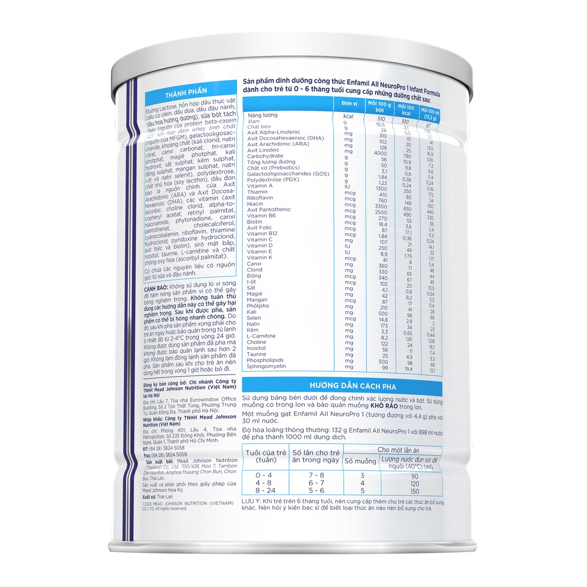 Sản phẩm dinh dưỡng công thức Enfamil A2 Neuropro 1 800g (cho trẻ từ 0-6 tháng) - mặt phải