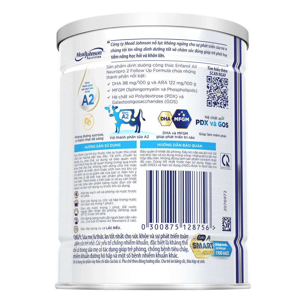 Sản phẩm dinh dưỡng công thức Enfamil A2 Neuropro 2 350g (cho trẻ từ 6-12 tháng) - mặt sau