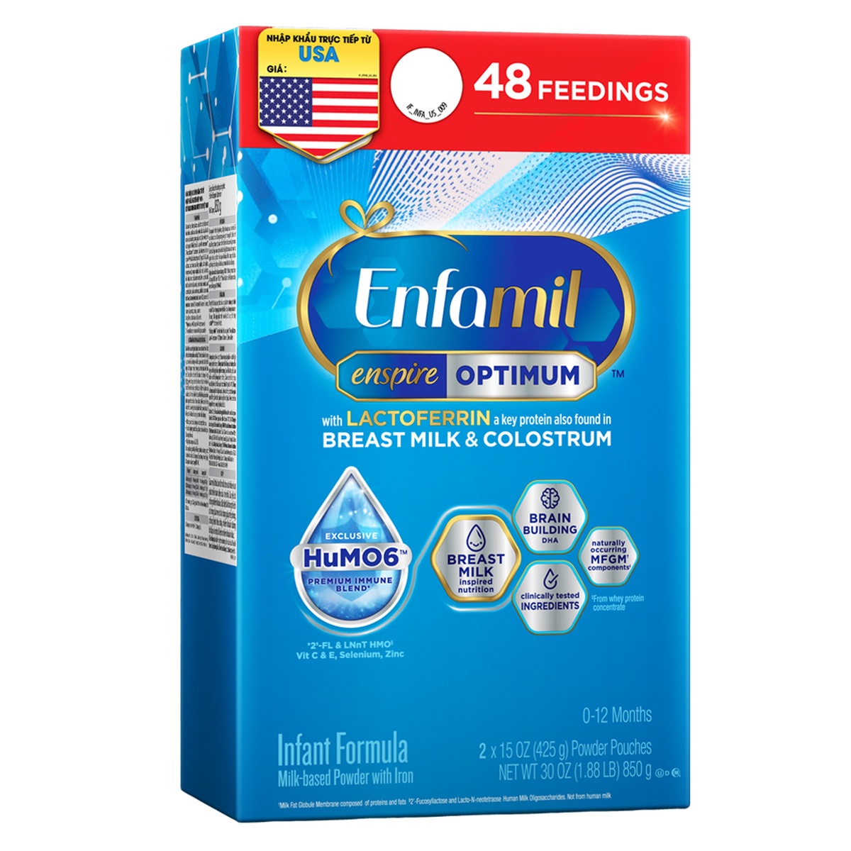 Sữa Enfamil Enspire Infant Formula Non-GMO (cho bé 0-12 tháng) 850g - mặt phải
