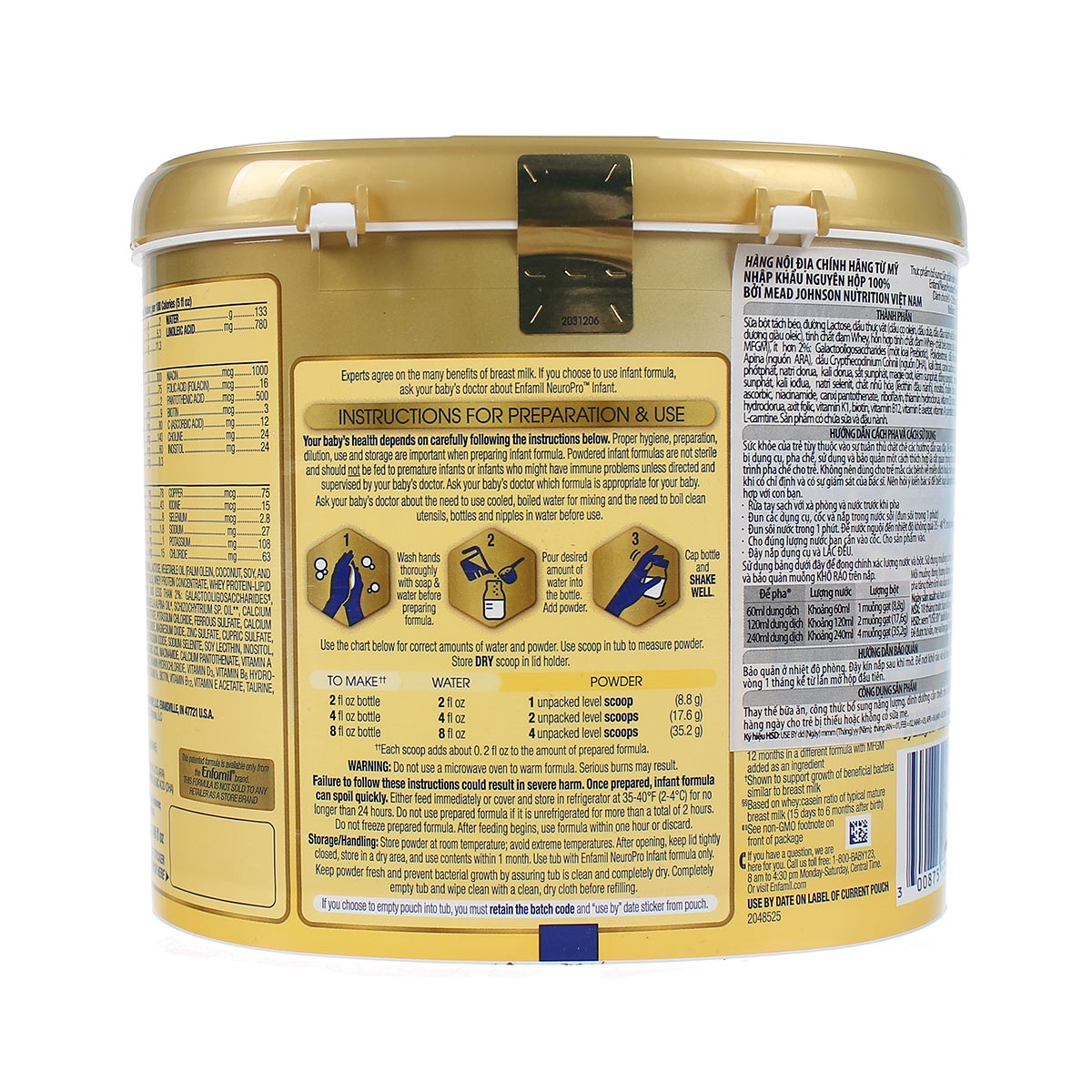 Sữa Enfamil NeuroPro Infant Formula 587g cho bé từ 0-12 tháng tuổi - góc nghiêng