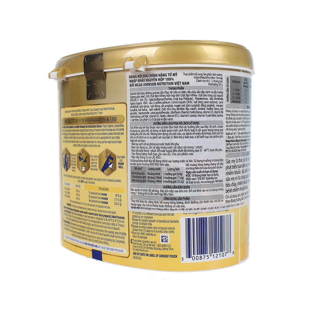 Sữa Enfamil NeuroPro Infant Formula 587g cho bé từ 0-12 tháng tuổi - mặt trái