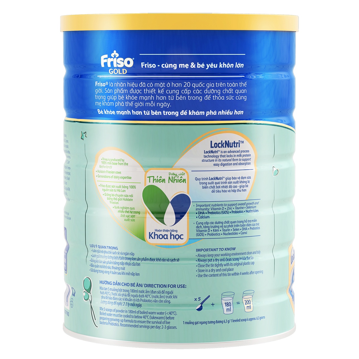 Sữa Friso Gold 4 1500g cho bé 2-4 tuổi - mặt trái
