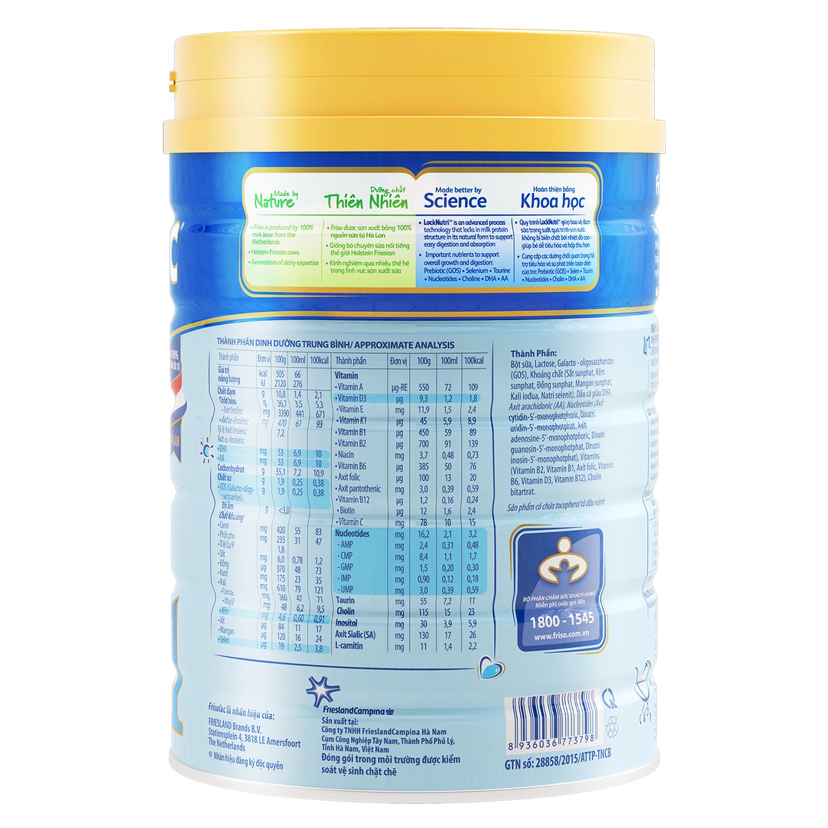 Sữa Frisolac Gold 1 900g cho bé 0-6M - mặt phải