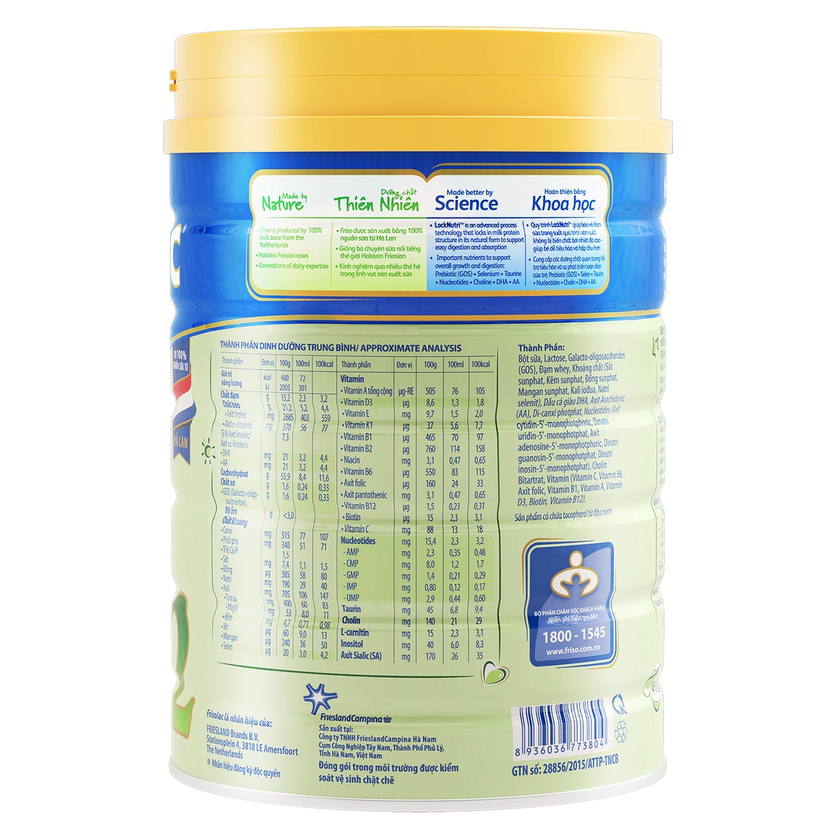 Sữa Frisolac Gold 2 900g cho bé 6-12M - mặt sau