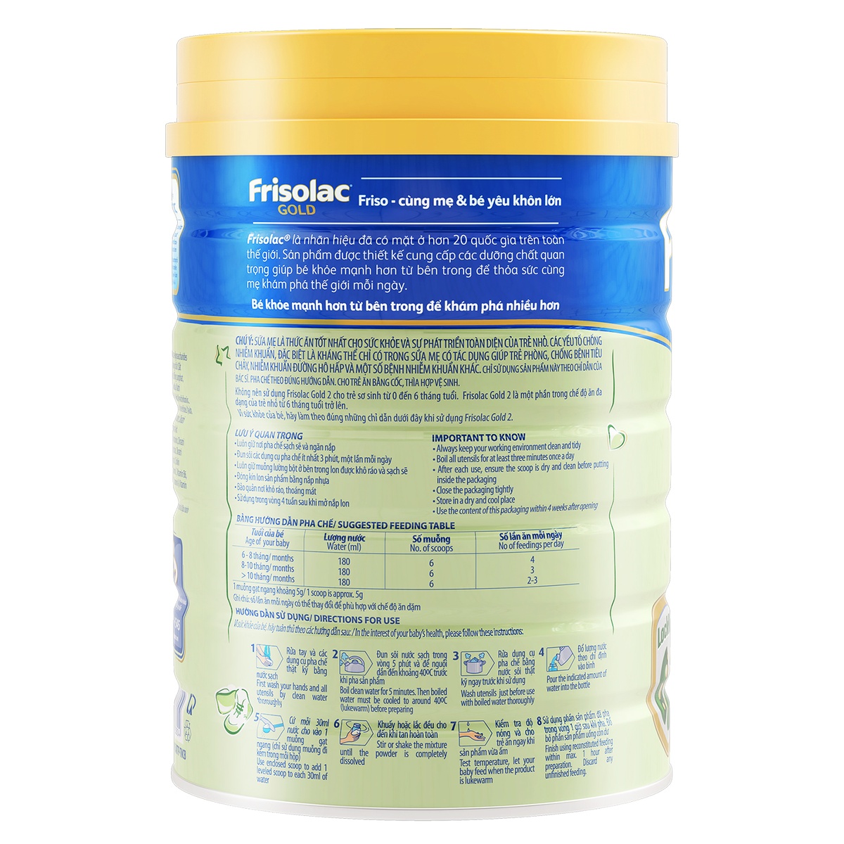 Sữa Frisolac Gold 2 900g cho bé 6-12M - mặt phải