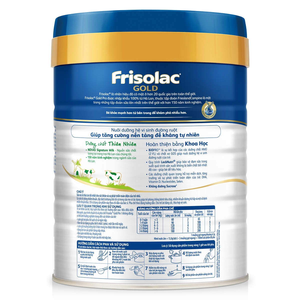Sữa Frisolac Gold Pro số 1 800g cho bé 0-6M - mặt trái