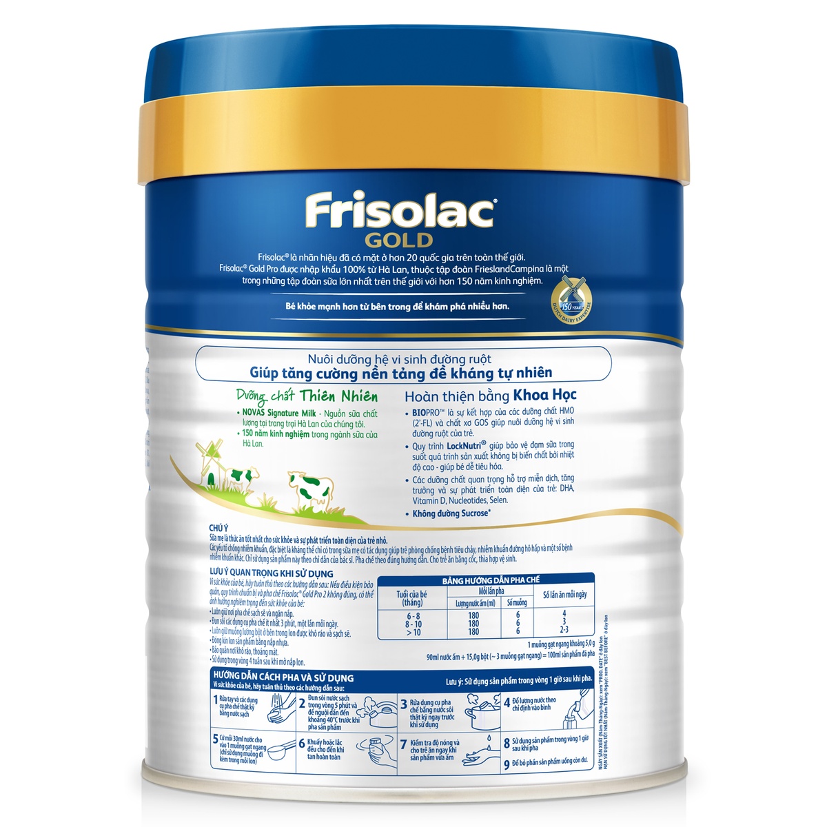 Sữa Frisolac Gold Pro số 2 800g cho bé 6M-12M - mặt trái