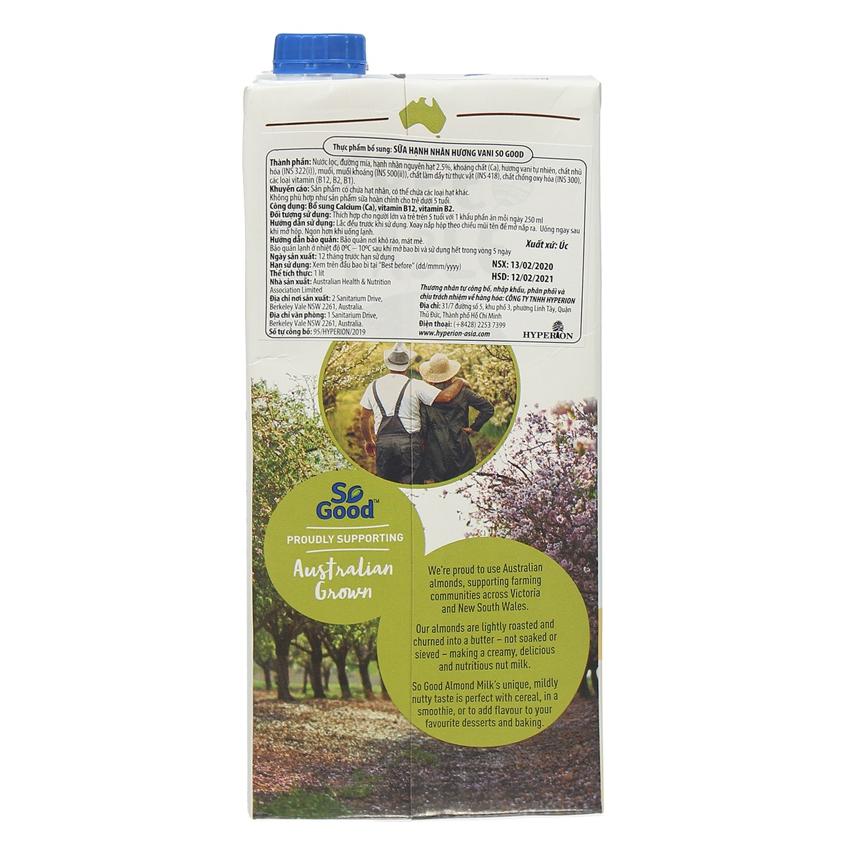 Sữa hạnh nhân Vani So Good (1Lít) - mặt phải