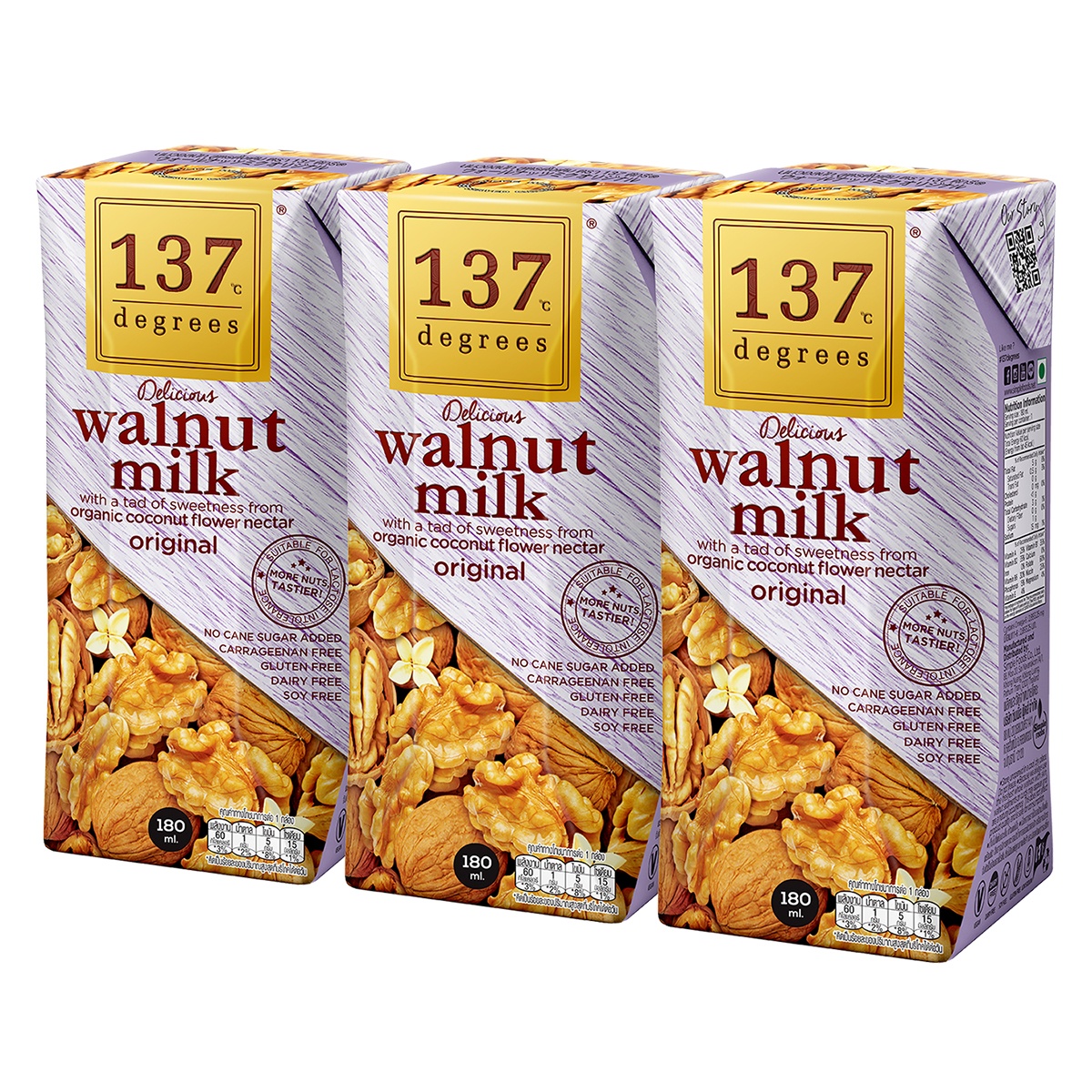 Sữa hạt óc chó nguyên chất 137 Degrees 3x180ml