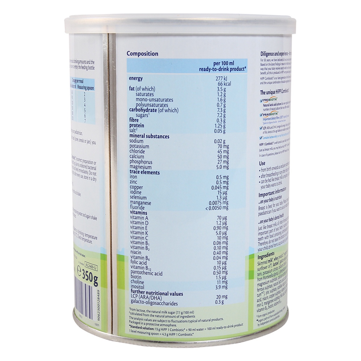 Sữa Hipp số 1 Combiotic Organic 350g - mặt phải