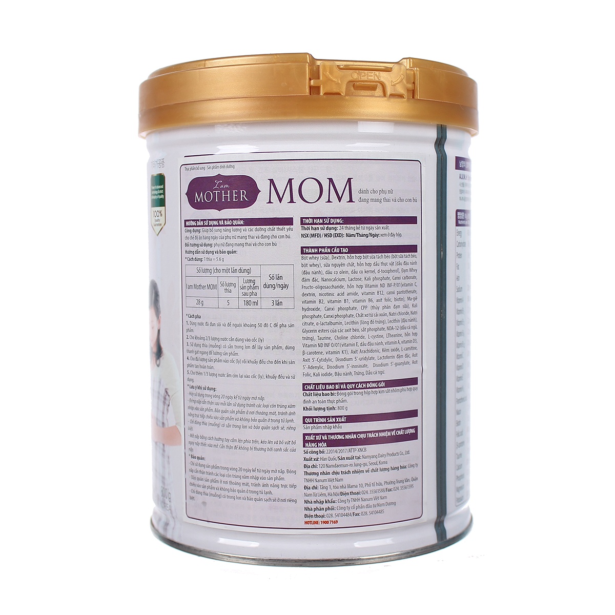 Sữa bầu I am Mother Mom 800gr - góc nghiêng