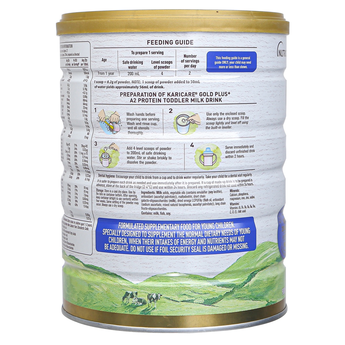 Sữa Karicare Gold Plus A2 Protein số 3 900g - mặt trái